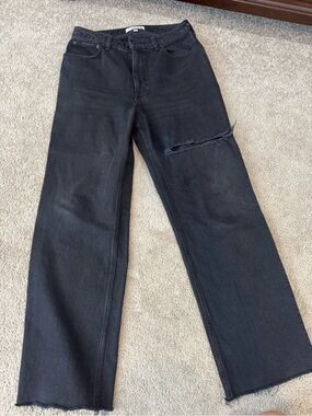 Abercrombie & Fitch Black Bootcut Jeans with Distressed Knee